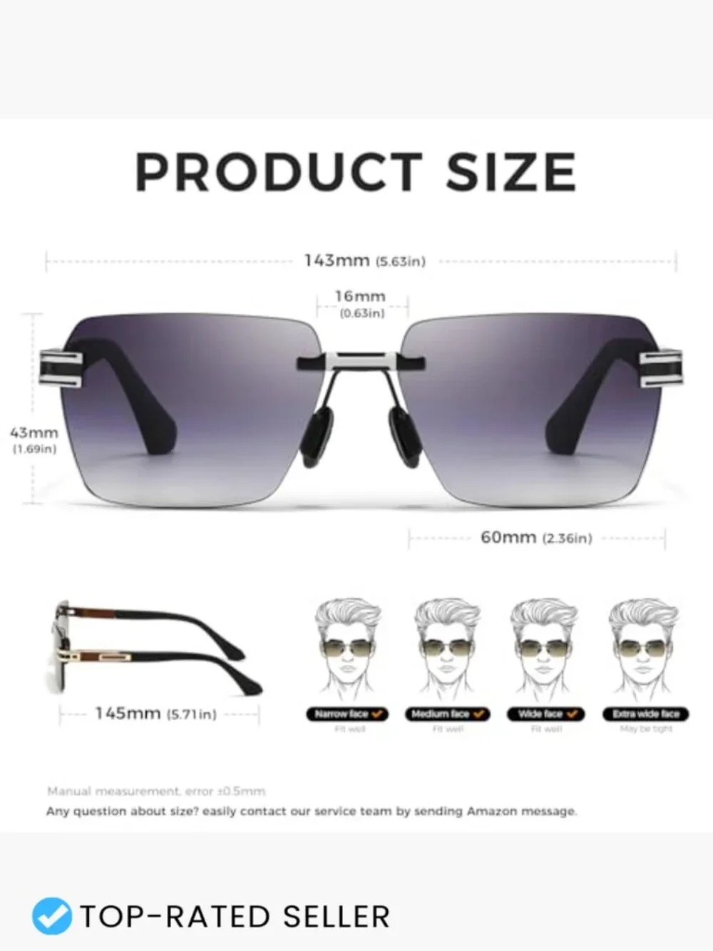 Rimless Rectangle Sunglasses Square Frameless Shades Y2K Vintage UV Protection